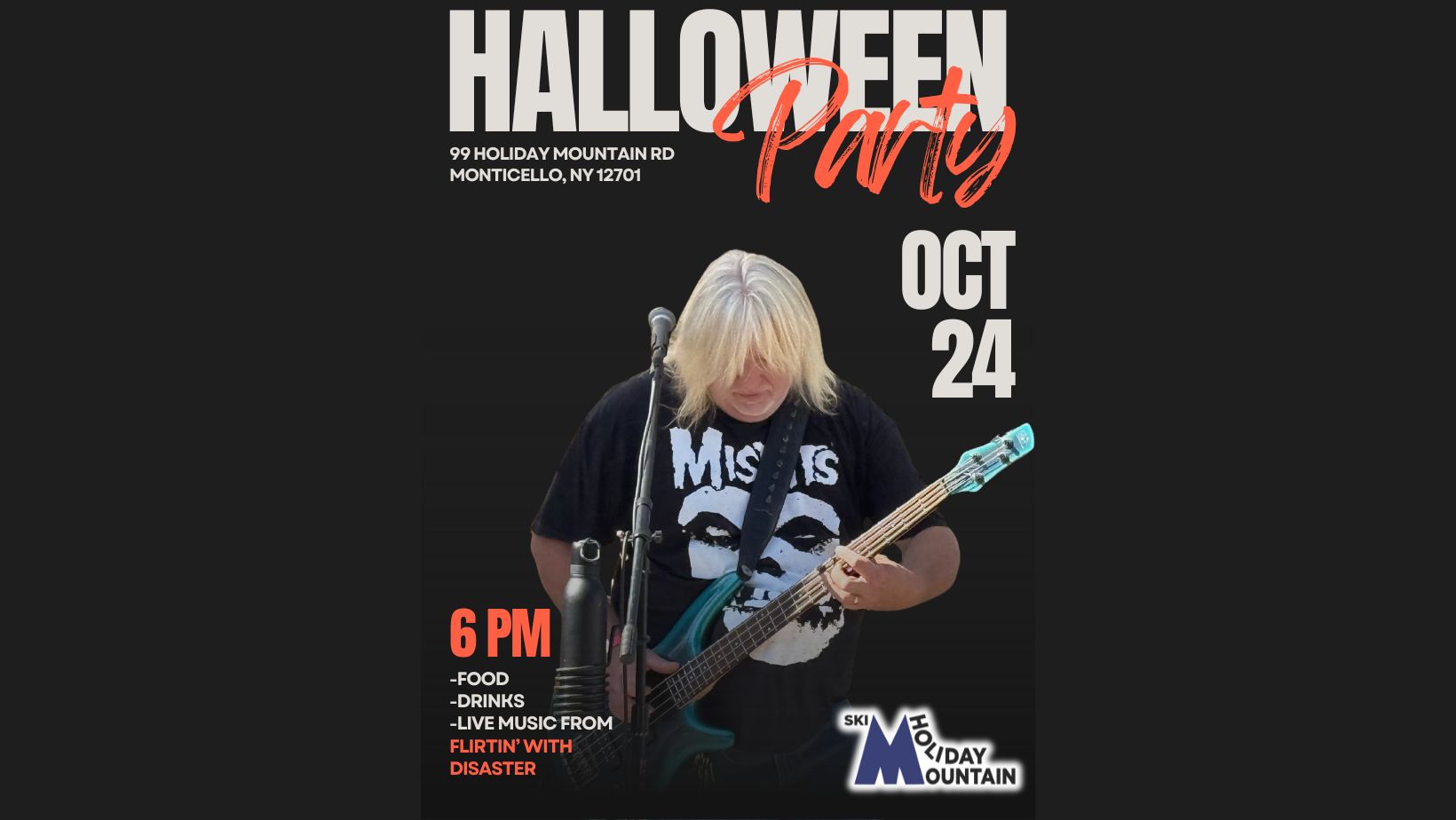 Poster for Halloween Party with guy playing guitar