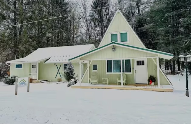 Ski chalet in the snow